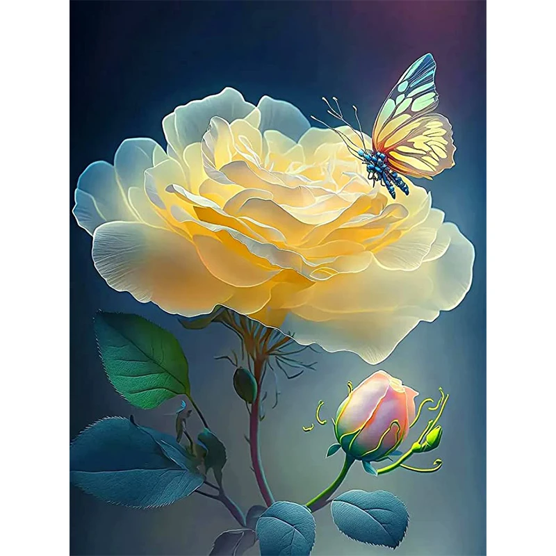 

5D Full Square Drill Diamond Embroidery Rose Flower Butterfly Diamond Handmade Rhinestones Painting Floral Kits Home Decoration