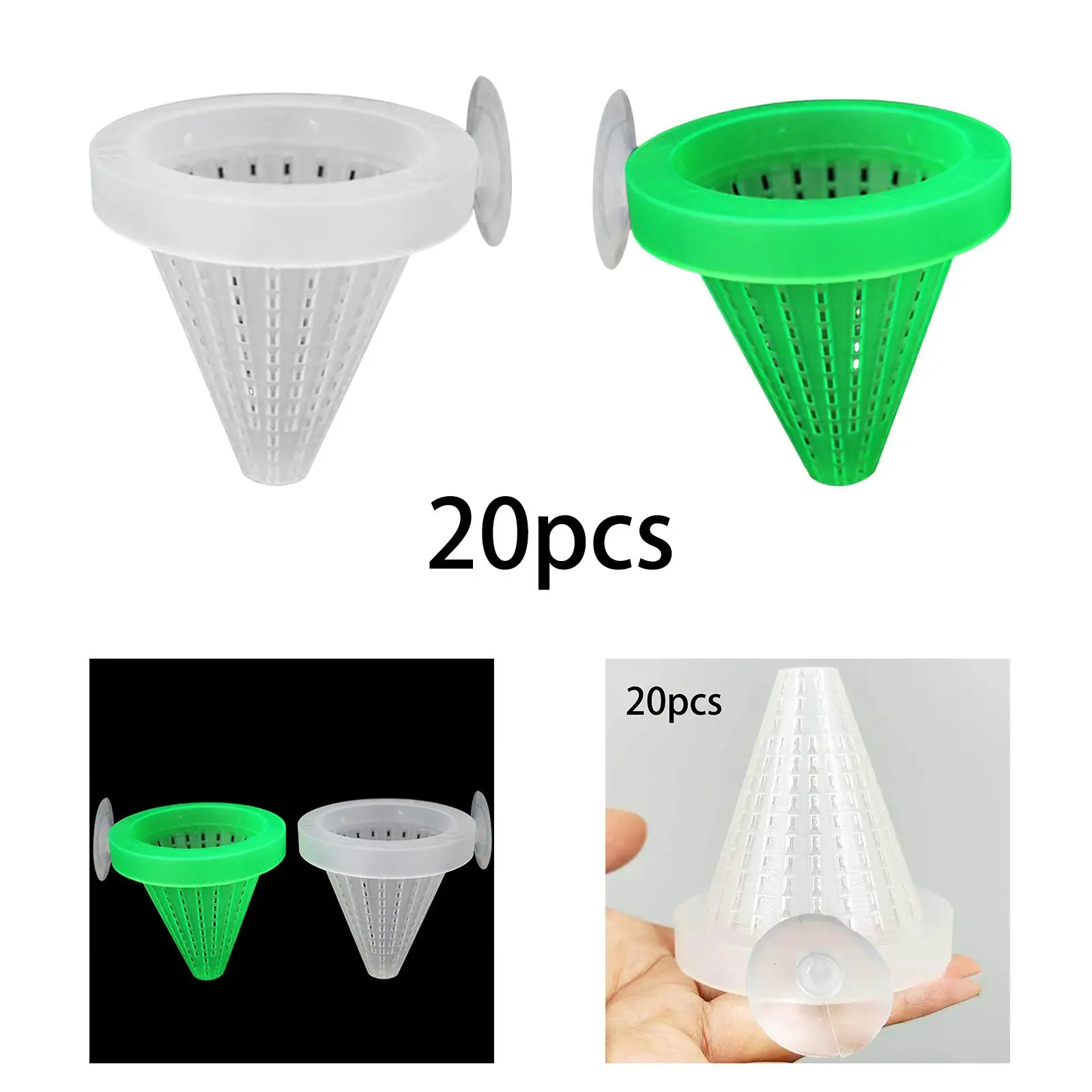 20 Aquarium Feeding Cups, Professional Multipurpose Portable Conical Feeding Cups for Indoor Use.