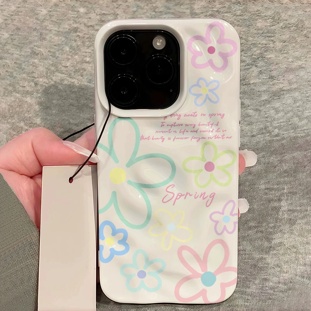 Minimalistische Frühlingsblumen-Handyhülle für iPhone 17 16 15 14 13 12 11 Pro Max 14 15 Plus 17 Air Falten-Wellen-Design Weiche Silikonhülle – Detail 12