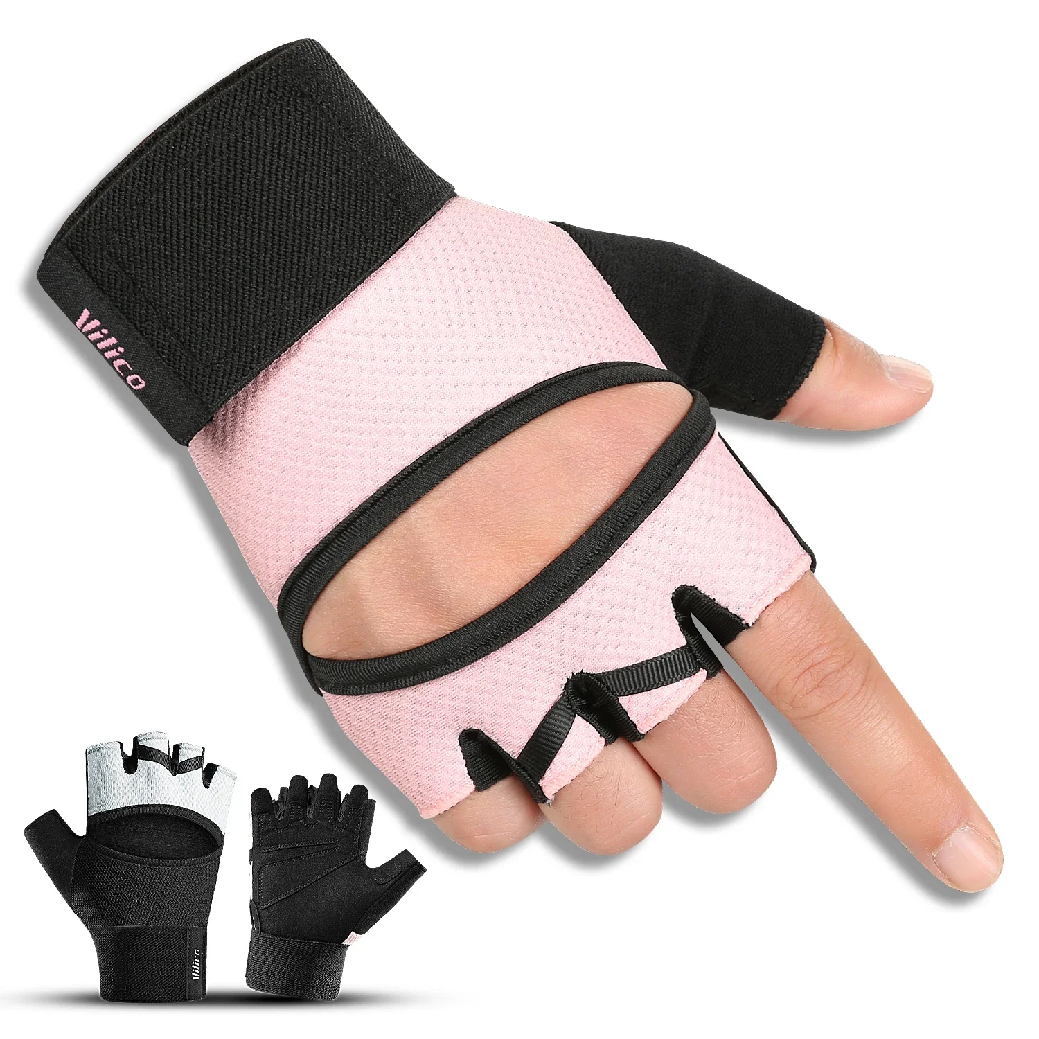 1 par de guantes de entrenamiento para hombres y mujeres, gimnasio, levantamiento, ejercicios de escalada, entrenamiento, cinturón de muñeca, almohadilla de espuma absorbente de golpes, Crossfit de palma