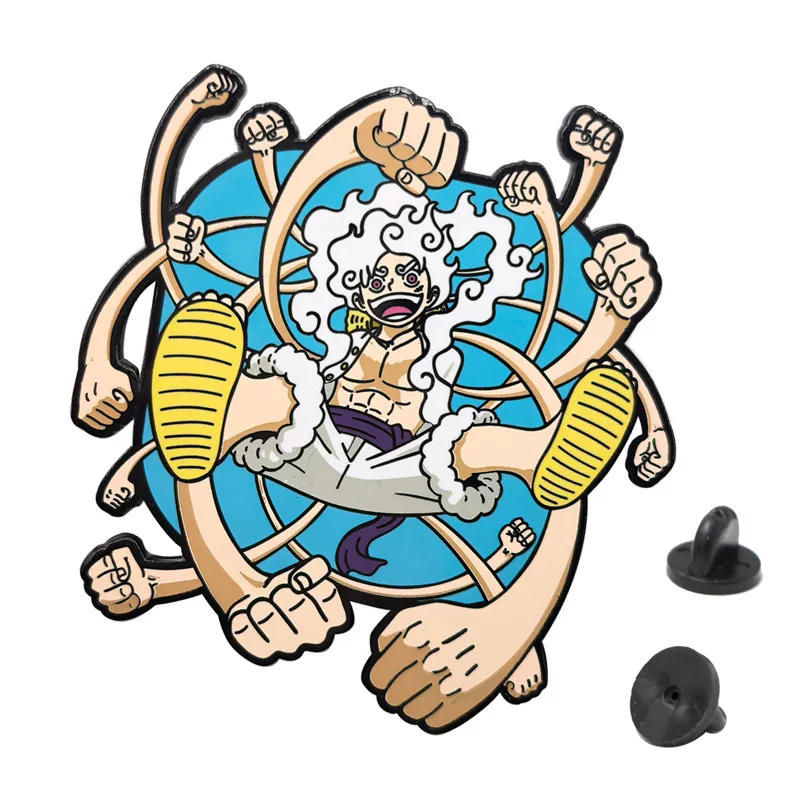 ONE PIECE металлические эмалированные булавки Luffy Gear5 сумка брошь мультфильм аниме значки джинсовая булавка на лацкан ювелирное украшение подарок для фанатов друзей