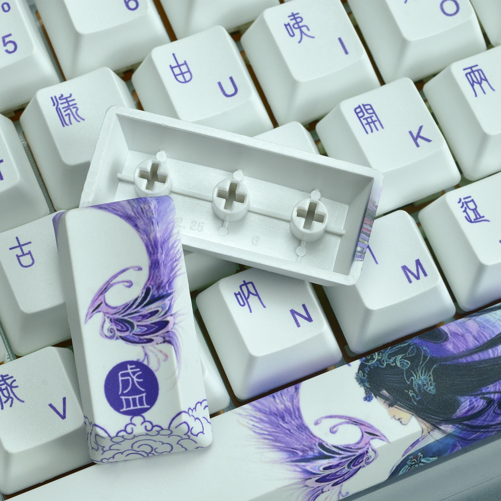 Imagem -05 - por Cento Keycaps Pbt Perfil do Oem para o Teclado Mecânico de Cereja mx Duplo-tiro Branco Bonito Roxo Backlit Conjunto de Tampões de Chave 60 e 100