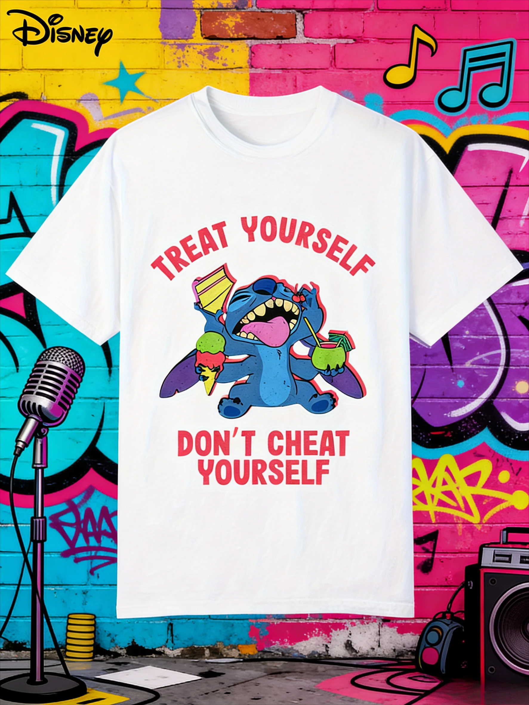 

Футболка Disney Star Baby Stitch из 100% чистого хлопка с принтом для мужчин и женщин, повседневный уличный летний спортивный свободный топ Y2k