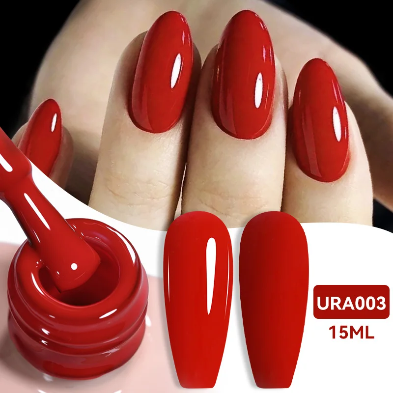 UR SUGAR 15ml Red  Red Color Gel Nail Polish Super Bright Varnis Semi Permanent Fall Winter Trendy Nails for Home DIY Nail