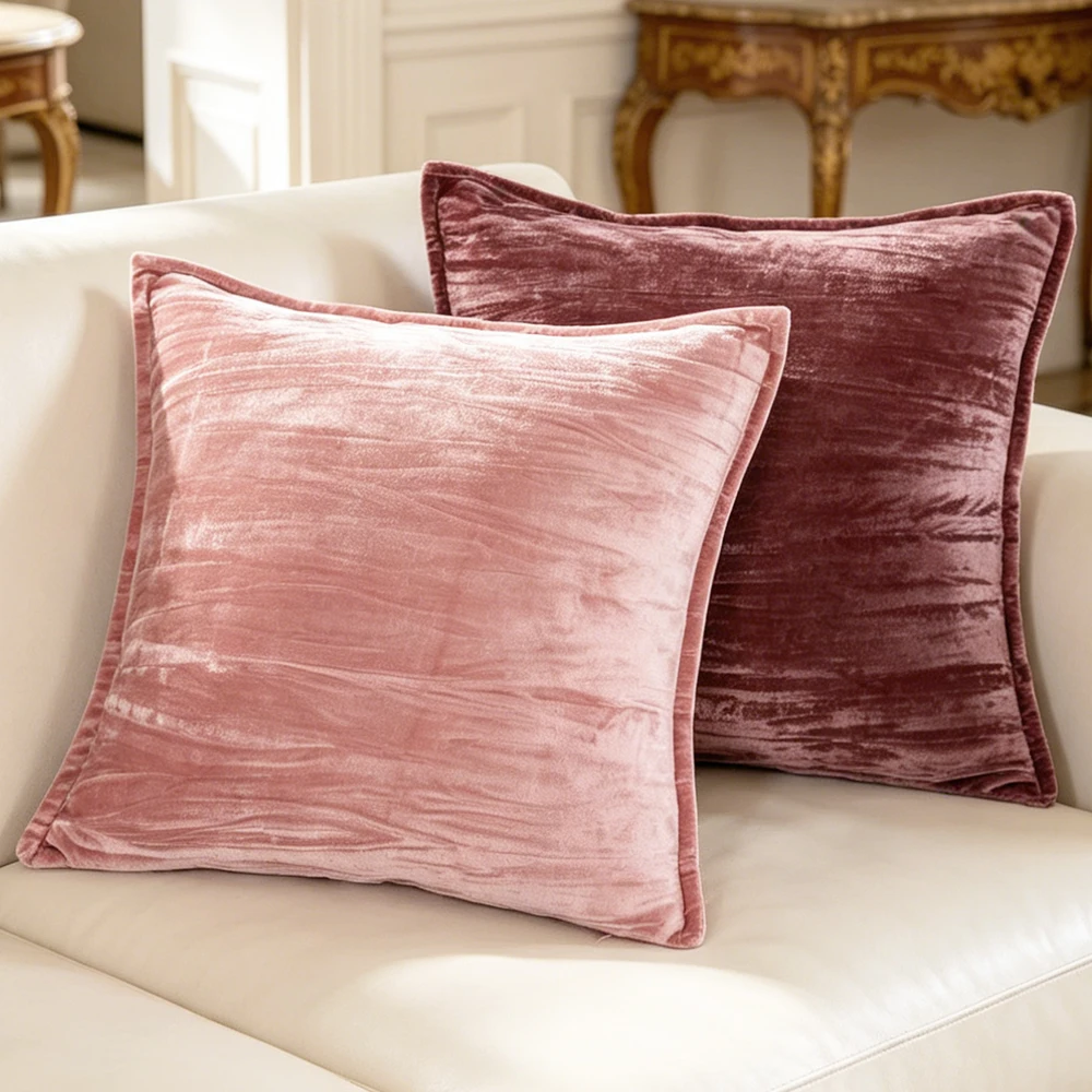 BUYNOW 1PC Living Room Sofa Cushion Covers Velvet Throw Pillow Decor Ruffle Trim Home Sofa Bed Pillows Trendy Throw Cushion