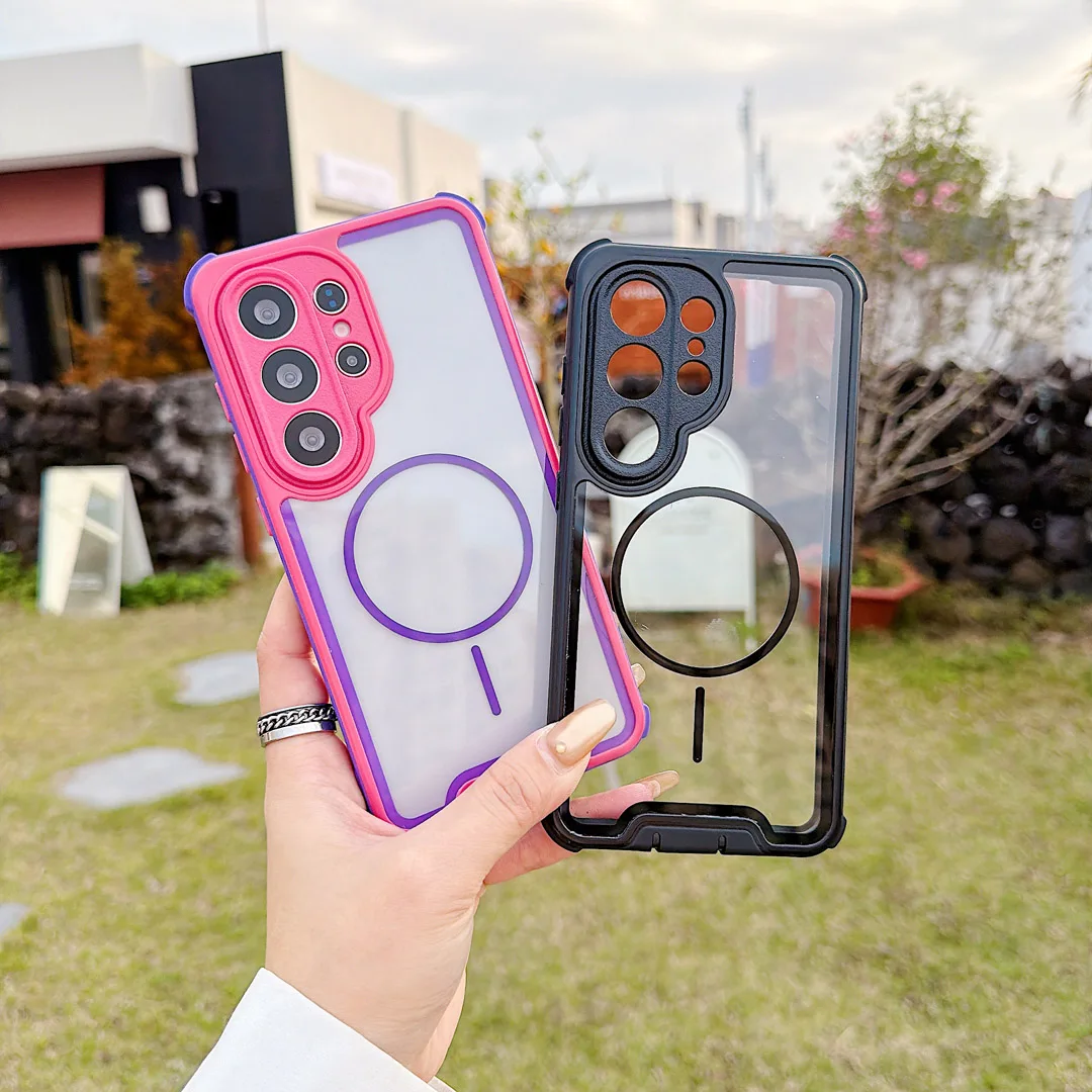 

Camera Protect Dustproof Four Corner Anti-fall Case For Samsung Galaxy S23 S25 S26 Ultra S24 Plus Magnetic Wireless Charge Cover