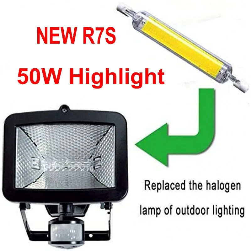 Tabung Kaca COB R7S Lampu LED 15W 30W 50W 78Mm 118Mm LED R7S Bohlam Lampu AC 220V Ganti Lampu Halogen Lampu Spot R7s 78 R7s 118