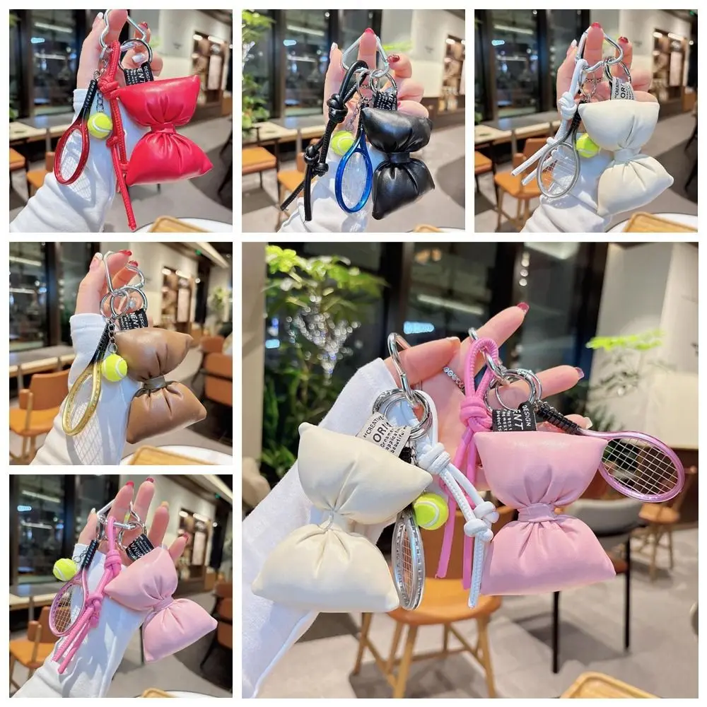 Creative Korean Style Stuffed Bow Keyring Dopamine Anti-lost Cotton Bow Pendant Bag Charm Lovely Sweet Bag Pendant Car Accessory