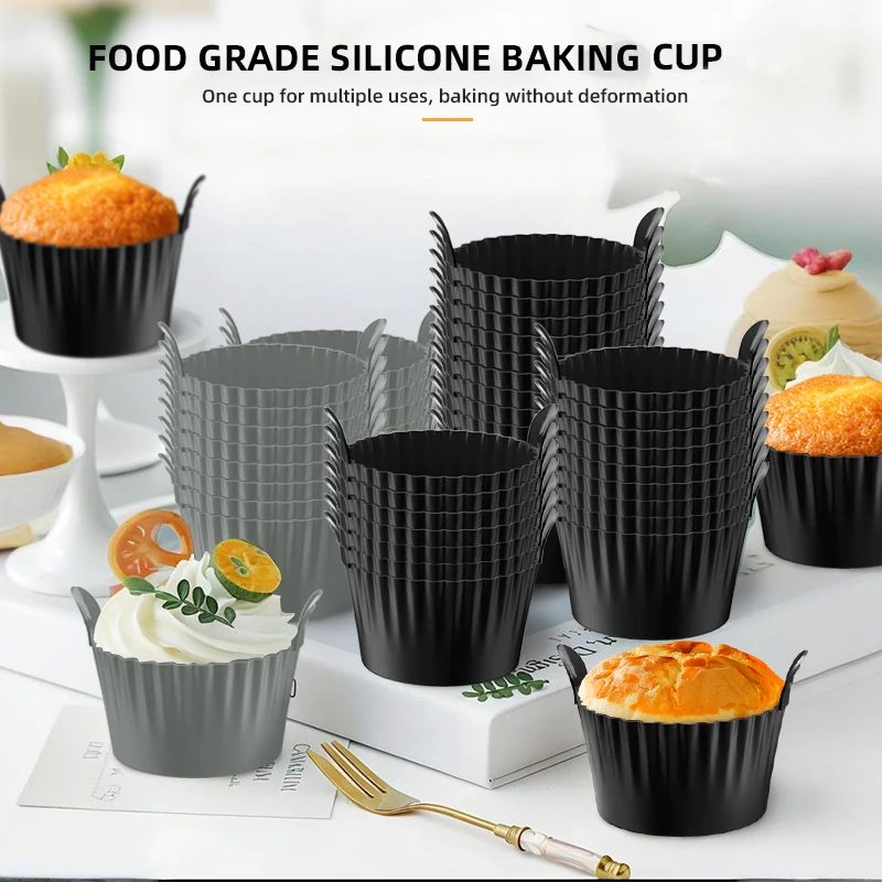 4pcs/6pcs Silicone Egg Cup Poacher Non-Stick Microwave Egg Cooker Cupcake Muffin Rings Baking Tools Air Fryer accessories