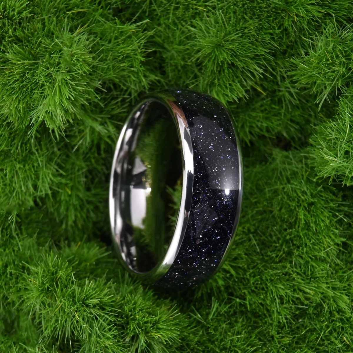 Tungsten Carbide Men's and Women's Rings 8mm Nebula Star Men's Engagement Rings,Comfortable Fit High Polished