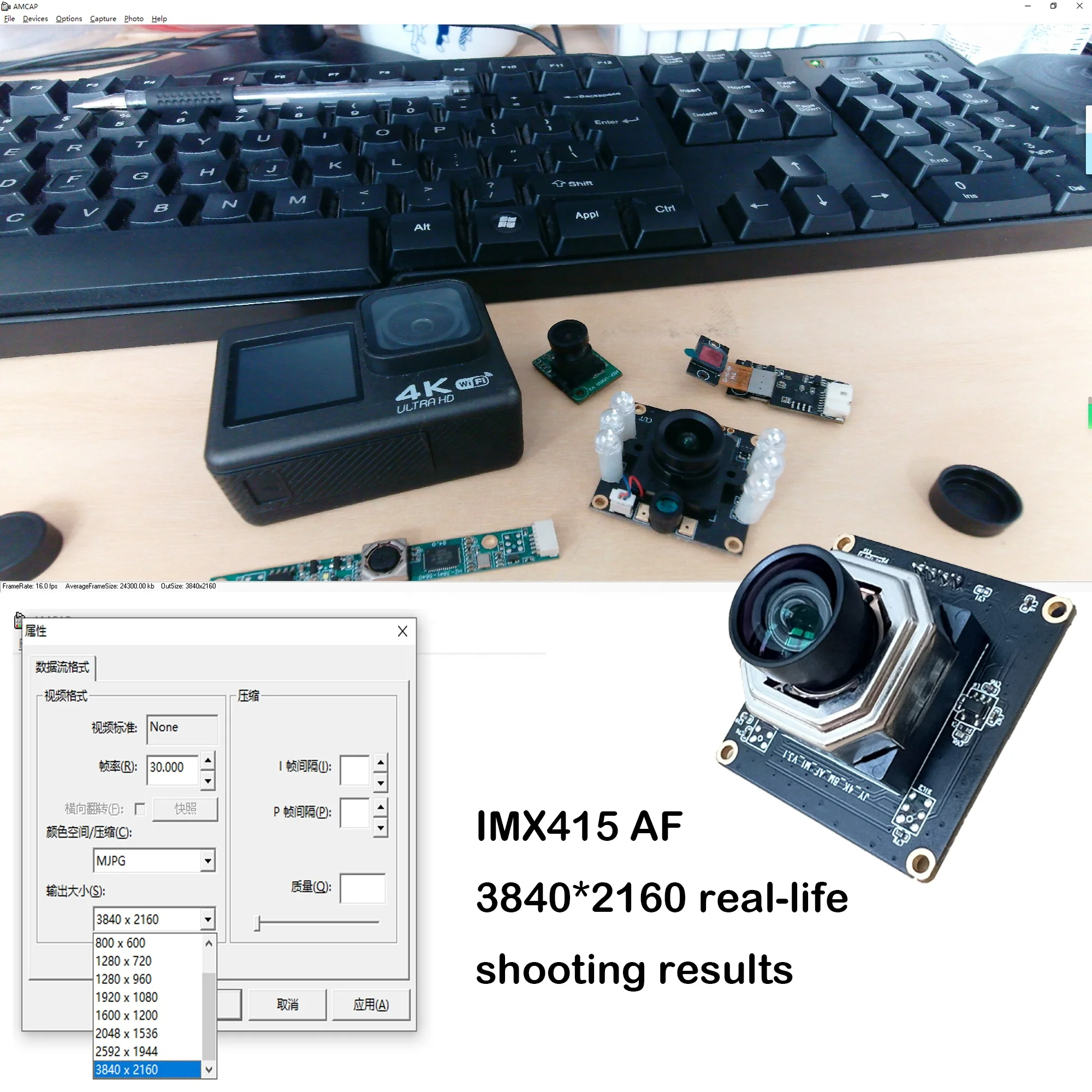 Precio de fábrica IMX415 8MP CMOS Módulo de cámara con sensor de imagen 4K AF Reconocimiento facial Módulo de cámara USB IMX gran angular 38*38 32*32 OEM