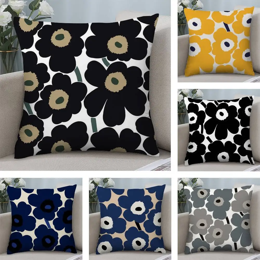 

Luxury M-Marimekkos Flower Pillow Case Plush Fabric Soft Double Sided Print Sofa Cushion Cover Throw Pillow Covers