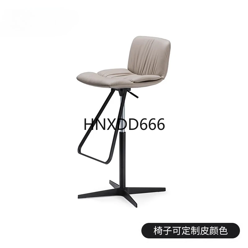 

Light luxury minimalist leather bar chair high stool