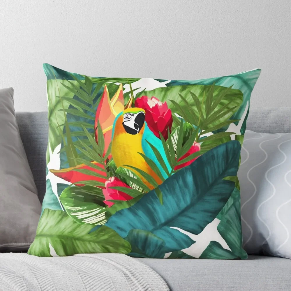 

Fresh Parrot Tropical Banana Leaves Bouquet Throw Pillow Couch Pillows Decorative pillowcase Marble Cushion Cover