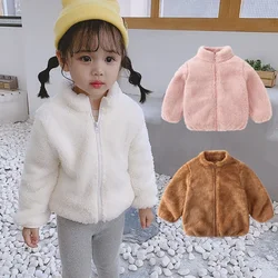 Pink Girls Jackets Autumn Coat Winter Thermal Fleece Jacket for Children 1 2 3 4 5Yrs Kids Coats Warm Korean Outerwear