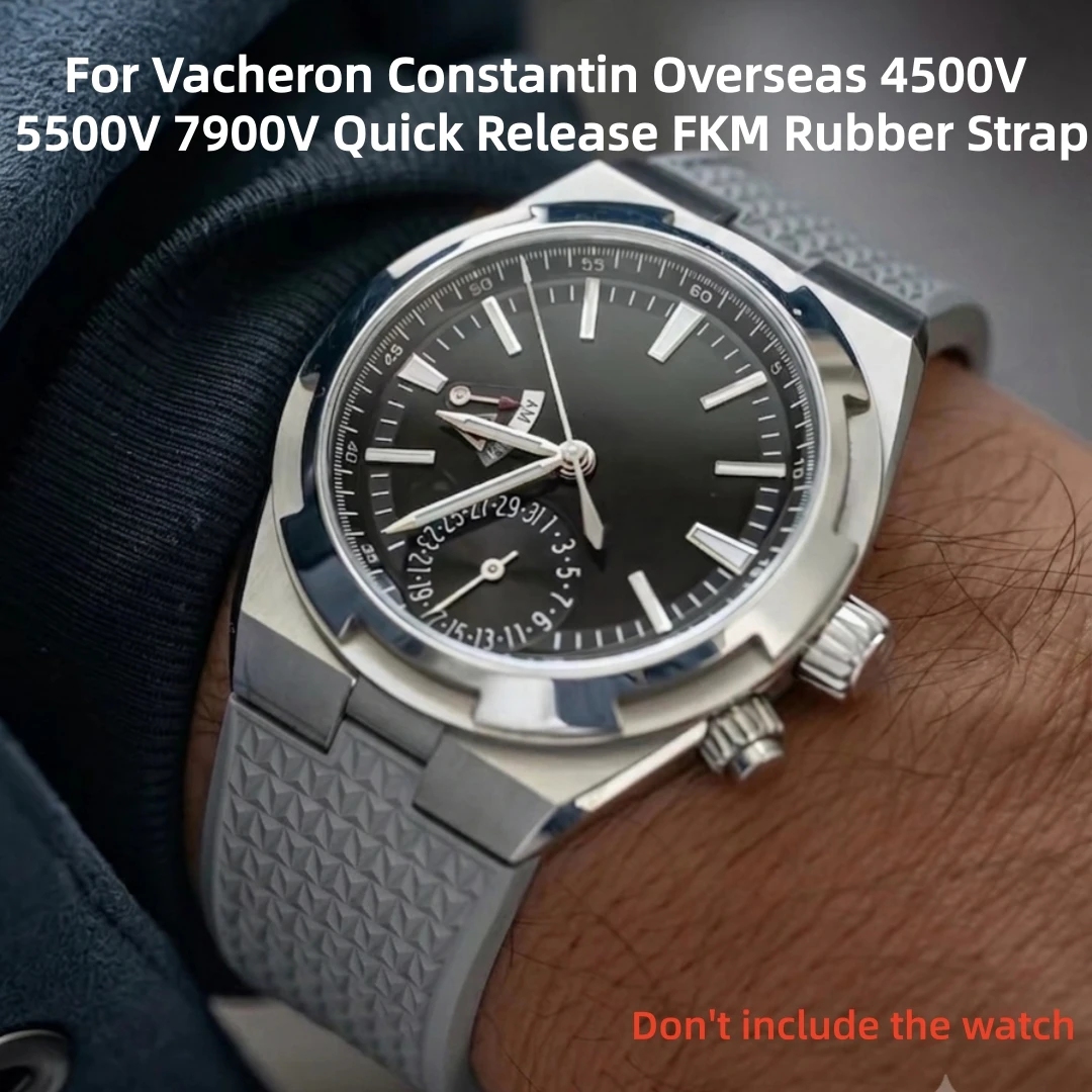 High Quality Version For Vacheron Constantin Overseas 4500V 5500V 7900V FKM Rubber Strap With Steel End Linking Watch Band