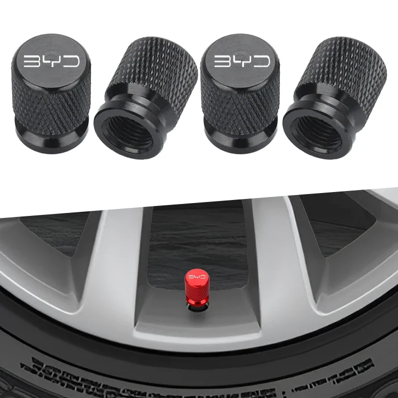 4Pcs Anti-Rust Dustproof Auto Tyre Valve Goods For BYD Han Dolphin Yuan Plus Shark 6 Qin Plus Atto 3 Air Tight Plugs