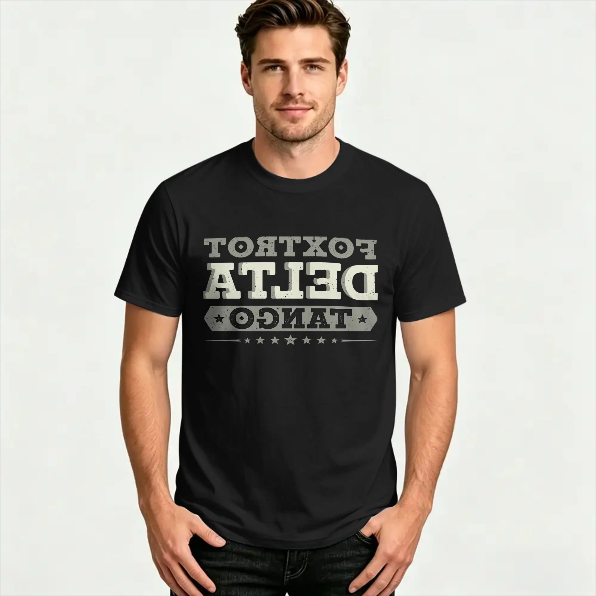 Foxtrot delta tango T Shirt Beach  Hipster T-Shirts 100 Cotton Breathable Plus Size Clothing Short Sleeve Streetwear Tops