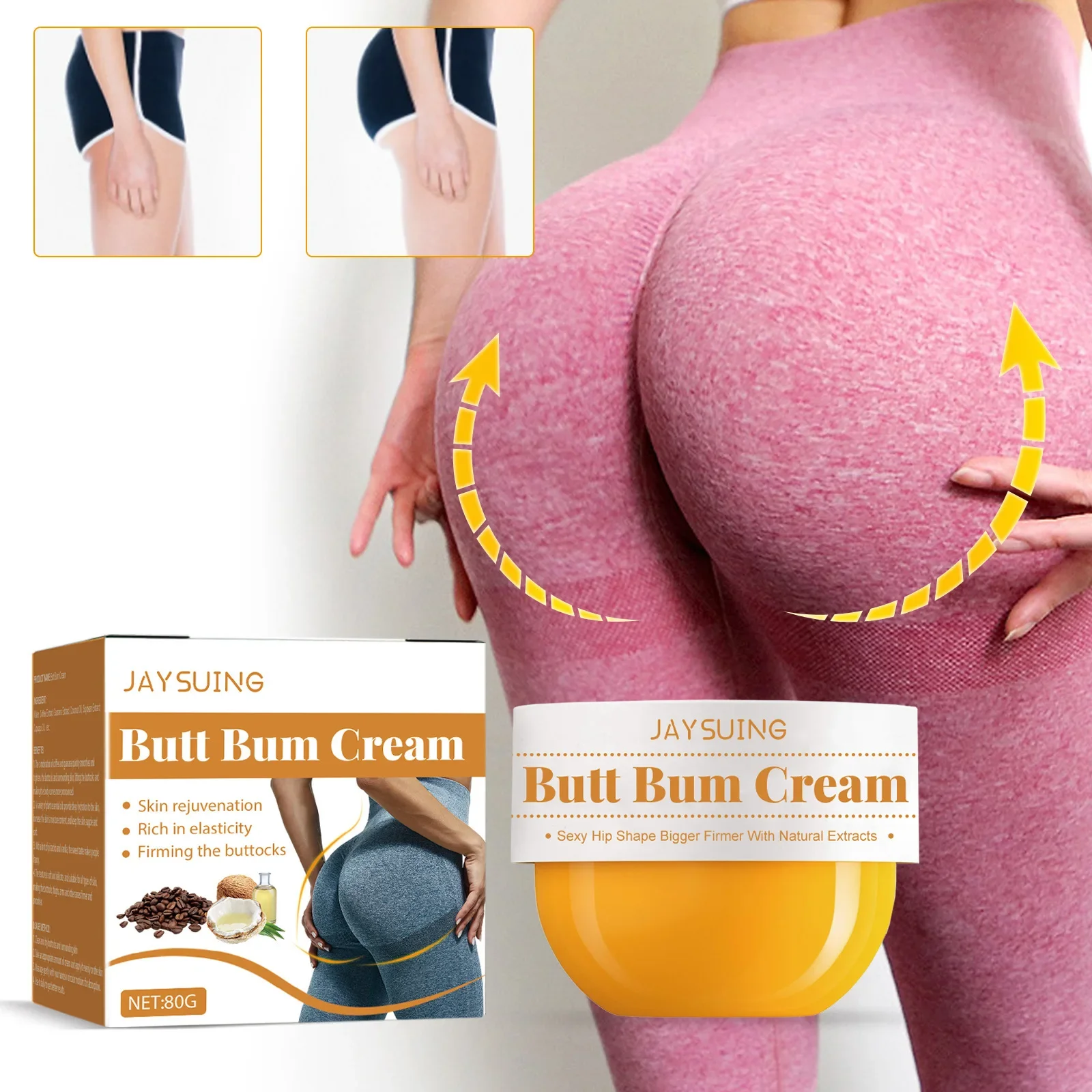 Jaysuking-Crema para levantar glúteos, crema reafirmante de cadera, melocotón regordeta, hidratante firme, cuerpo curvo, caderas, belleza, 80g