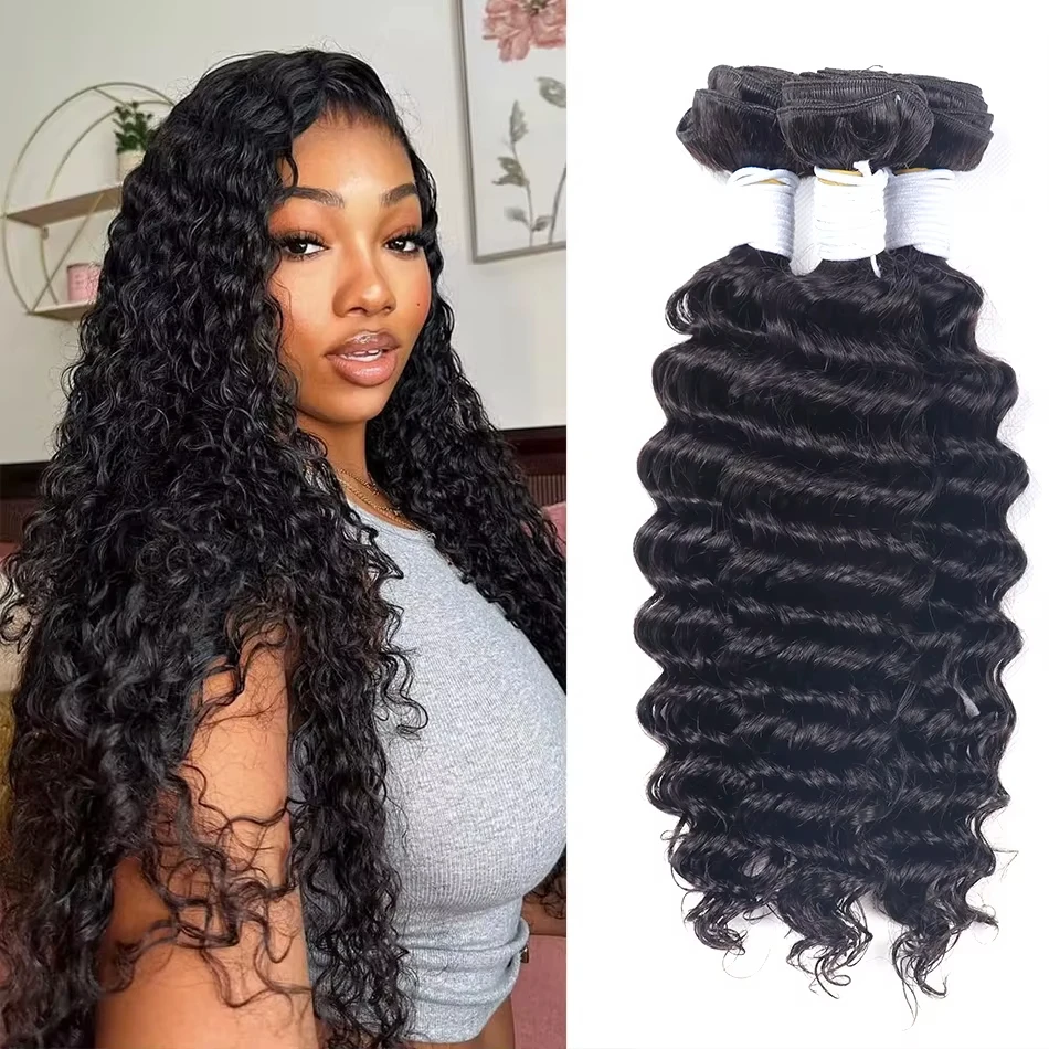 

12A Пучки вьющихся человеческих волос Пучок волос с глубокими волнами Вьетнамские влажные и волнистые натуральные черные волосы Remy 100% необработанные наращивания