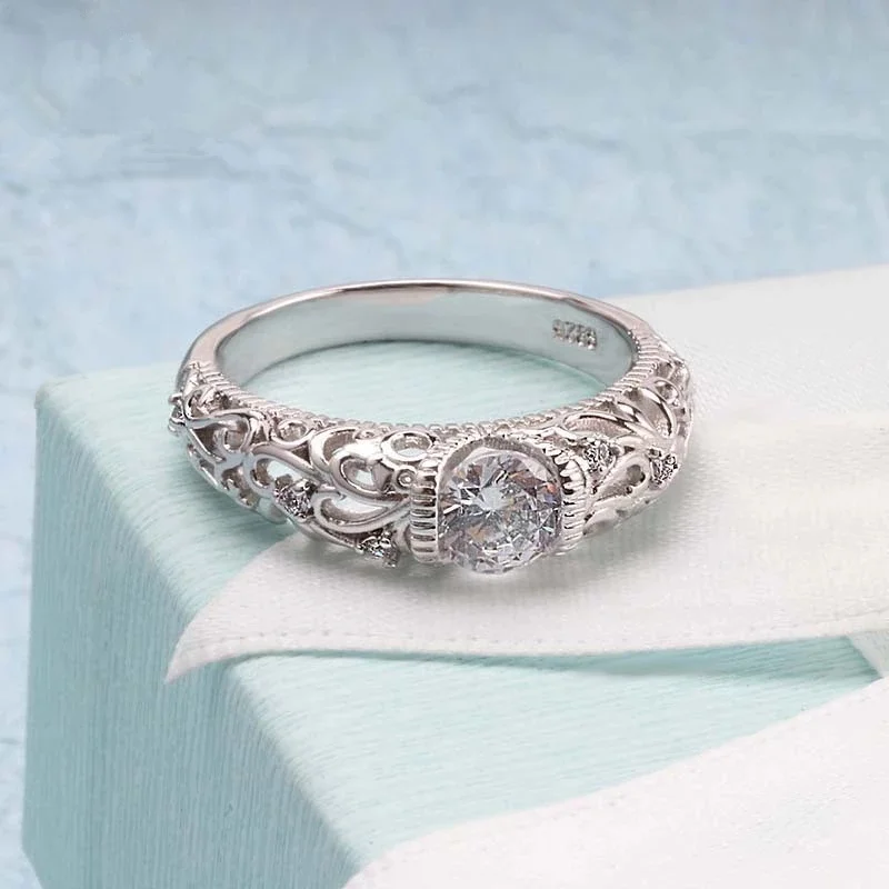 CC Women's Ring Wedding Engagement Jewelry Palace Pattern Design Cubic Zirconia Shinestone Accessory Drop Shipping CC1495