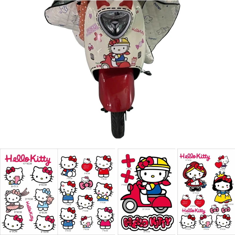 Sanrio simpatico cartone animato Kawaii Hello Kitty moto auto elettrica antigraffio batteria casco per auto decorazione adesivo per laptop