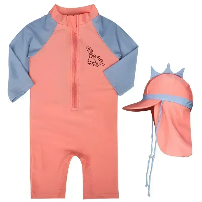 Costume da bagno per bambini 2024 Estate Costumi da bagno interi per bambini Dinosauro Ragazzi Ragazze Tuta da surf Protezione solare per bambini