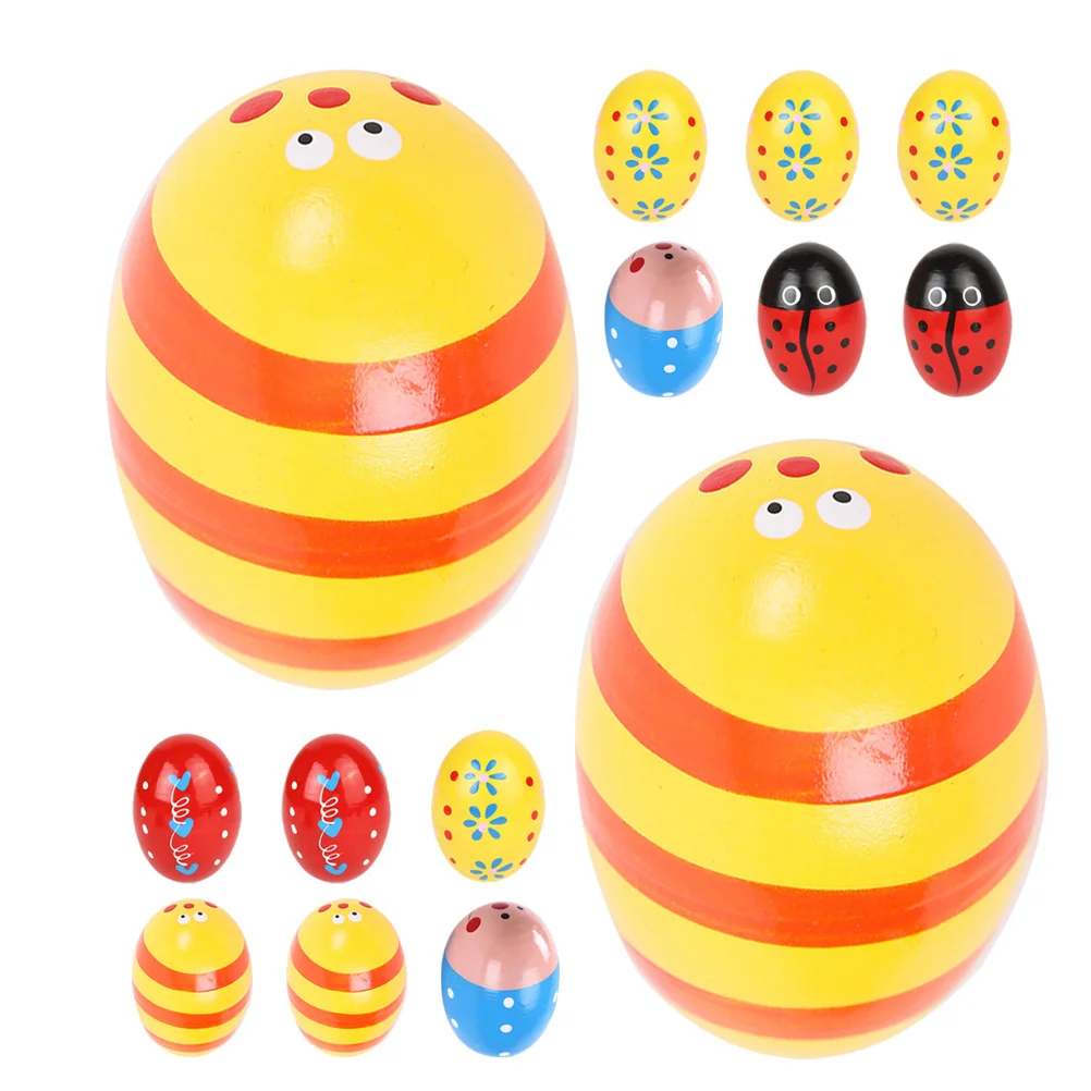 

15Pcs Wooden Musical Egg Shakers Percussion Instruments Colorful Educational Eggs Kids Party Favors Maracas Wooden Egg Shakers