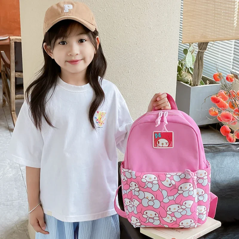 Sanrio Hello Kitty Cute Children's Casual School Bag Melody Cartoon Fashion Contrast Color Lightweight Large Capacity Backpack