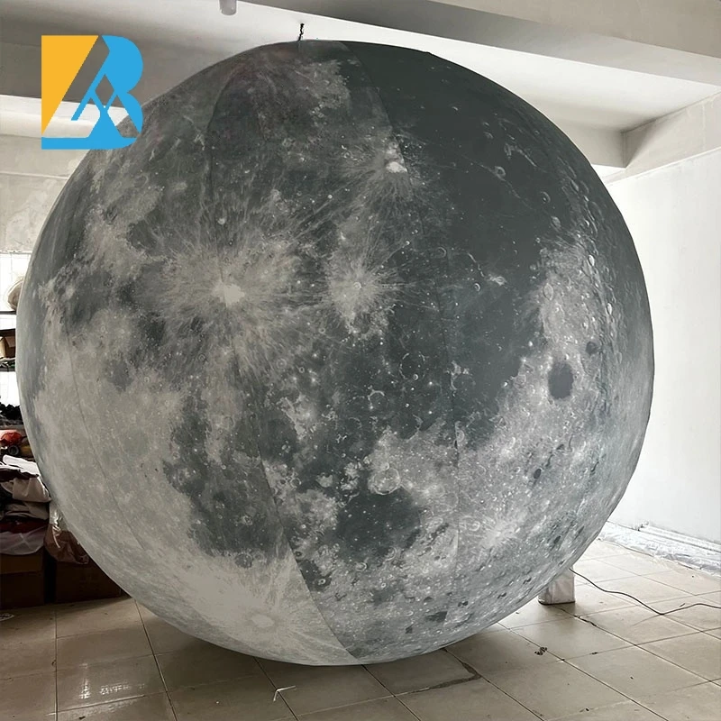 Luna gigante inflable de tamaño personalizado con Led para transformación de eventos, juguetes espaciales