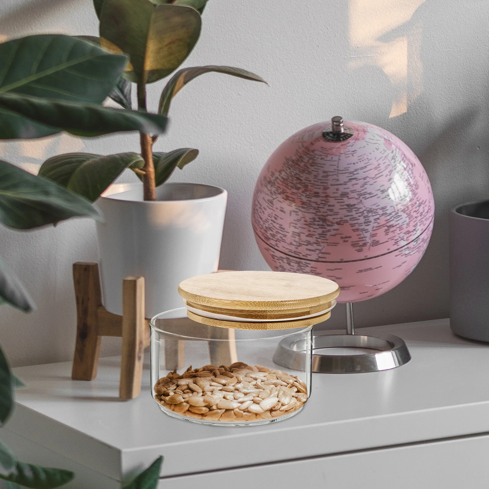 

Glass Storage Jar with Bamboo Lid Sealed Airtight Container for Kitchen Seasoning Cereal Spices Tea Snacks Home Organization