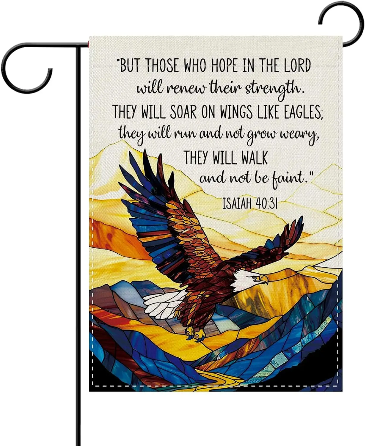 Isaiah 40:31 Christian Garden Flag 12x18in Stained Glass Eagle Scripture | Outdoor Yard Flag Faith Bible Verse Religious Hom uui
