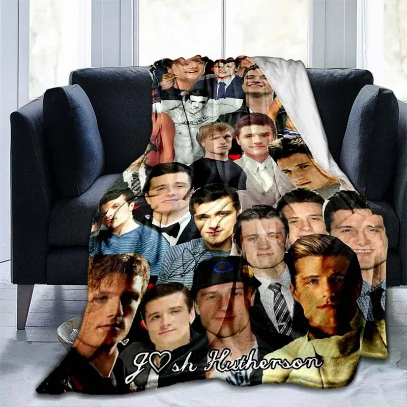 Josh Hutcherson Poster Printed Flannel Blanket for Bed Bedroom Living Room Warm Throw Blanket Travel, Picnic Blanket Fan Gift