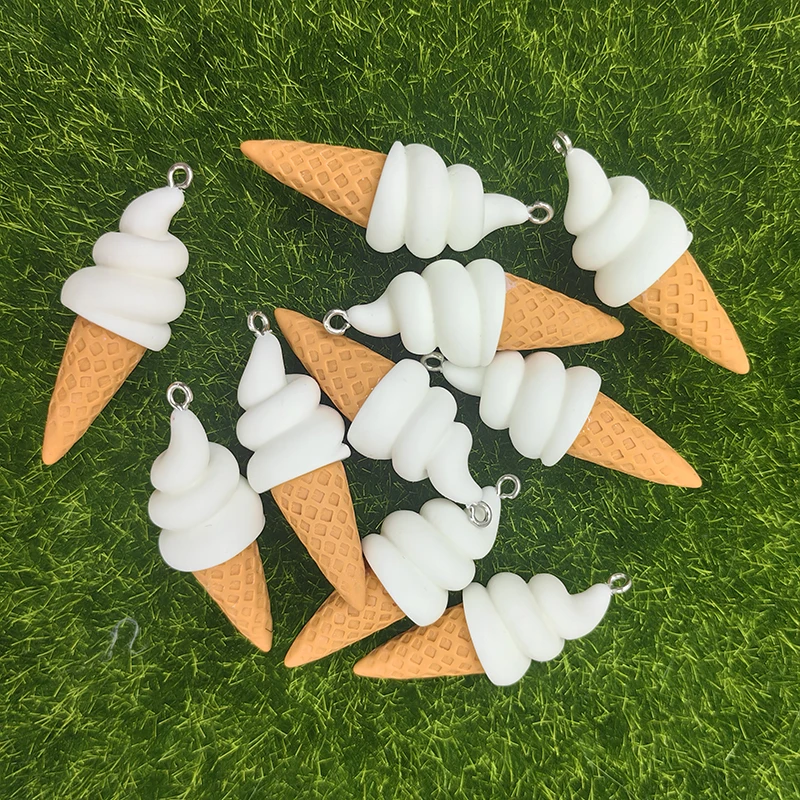 10pcs Kawaii Simulated Food Ice Cream Charms Cute Handmade Resin Pendant Flatback Keychain DIY Jewelry Making Findings C954