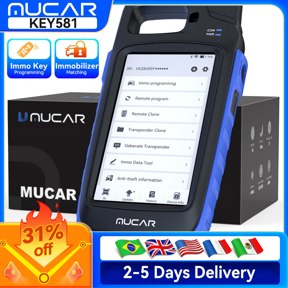 MUCAR KEY581 IMMO Key Programmer Immobilizer Tool Key Creation IMMO Learning Chip Read Write Cloning Frequency Detection