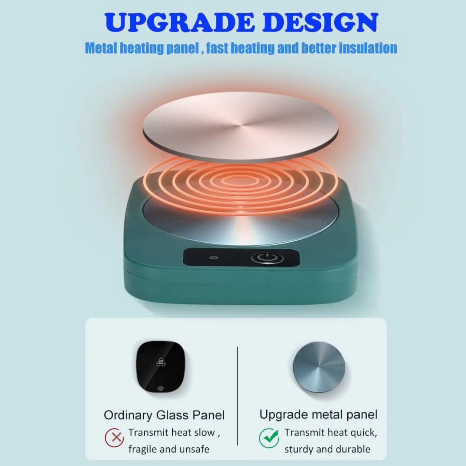 كوب القهوة لتدفئة كوب القهوة والشاي والكاكاو والحليب والطعام والفواكه، لوحة معدنية من الألومنيوم، آمنة وموثوقة، (4 × 5 بوصة)