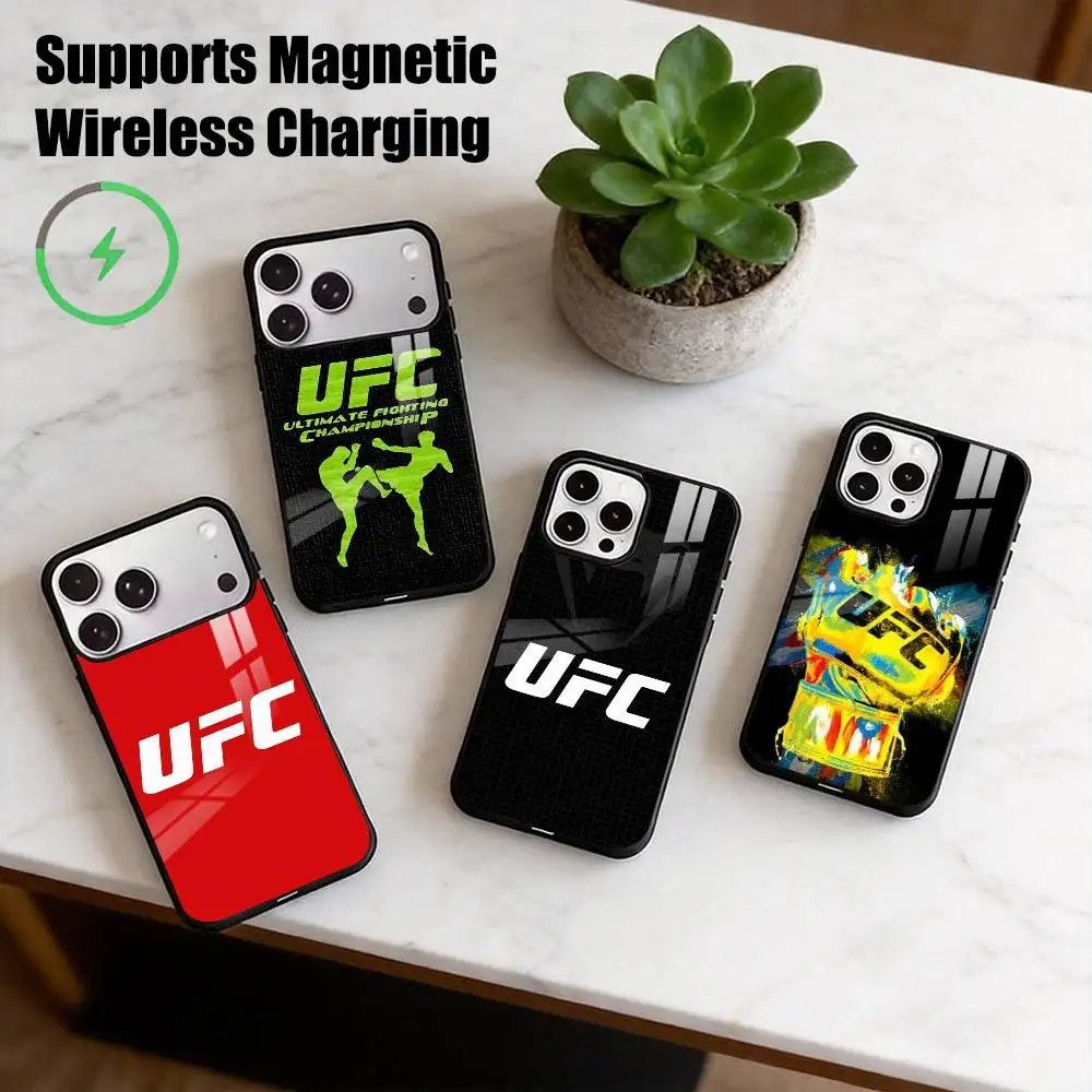 UFC Logo F-Fighting  Phone Case For iPhone17,16,15,14,13,12,11 Plus,Pro Supports Magnetic Wireless Charging Gift