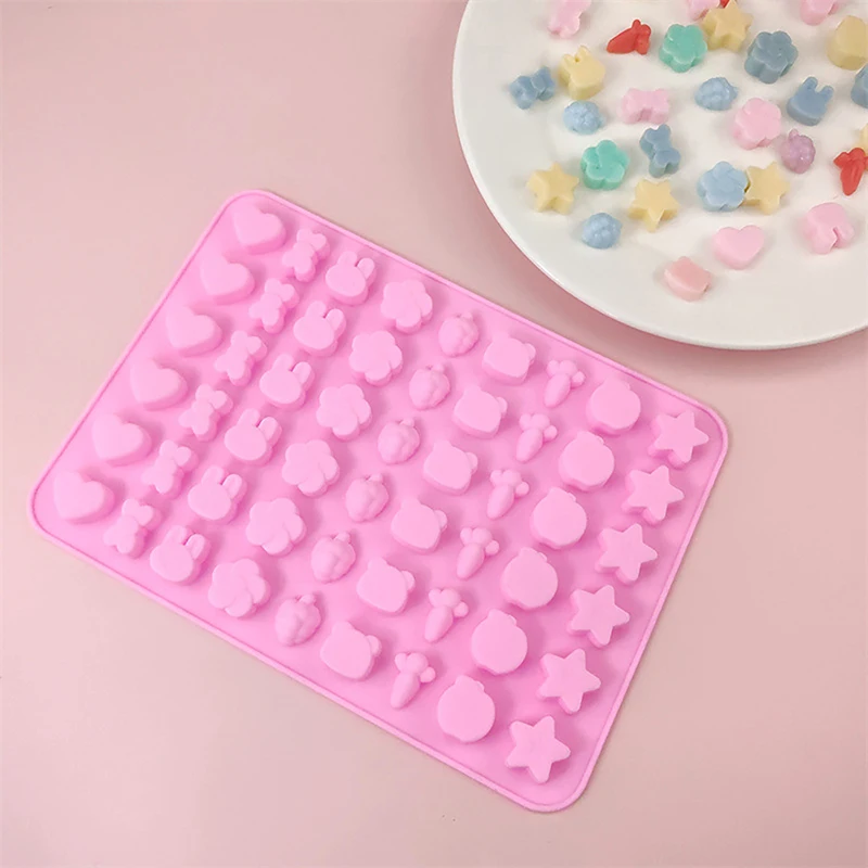 54 Cavities Fruit Animal Silicone Fondant Mold DIY Cake Decoration Tools Jelly Ice Cubes Handmade Drip Glue Fire Paint Wax Molds