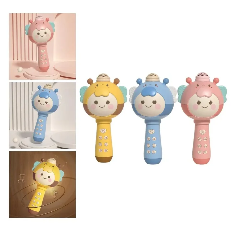 Microfono portatile con luce USB Macchina per karaoke per bambini Canta canzoni Giocattoli per ragazze Ragazzi Bambini Adulti Regali di compleanno educazione