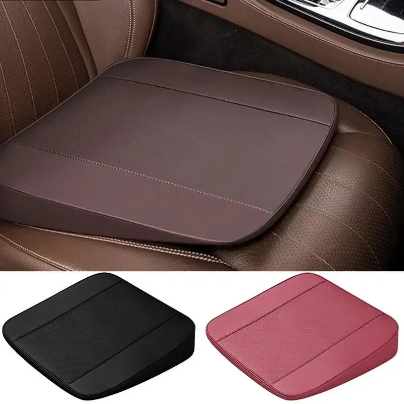 Car Increased Seat Cushion Nappa Leather Breathable Increased View Cushion Portable Comfortable Driving Seat Cushion High 4-8CM