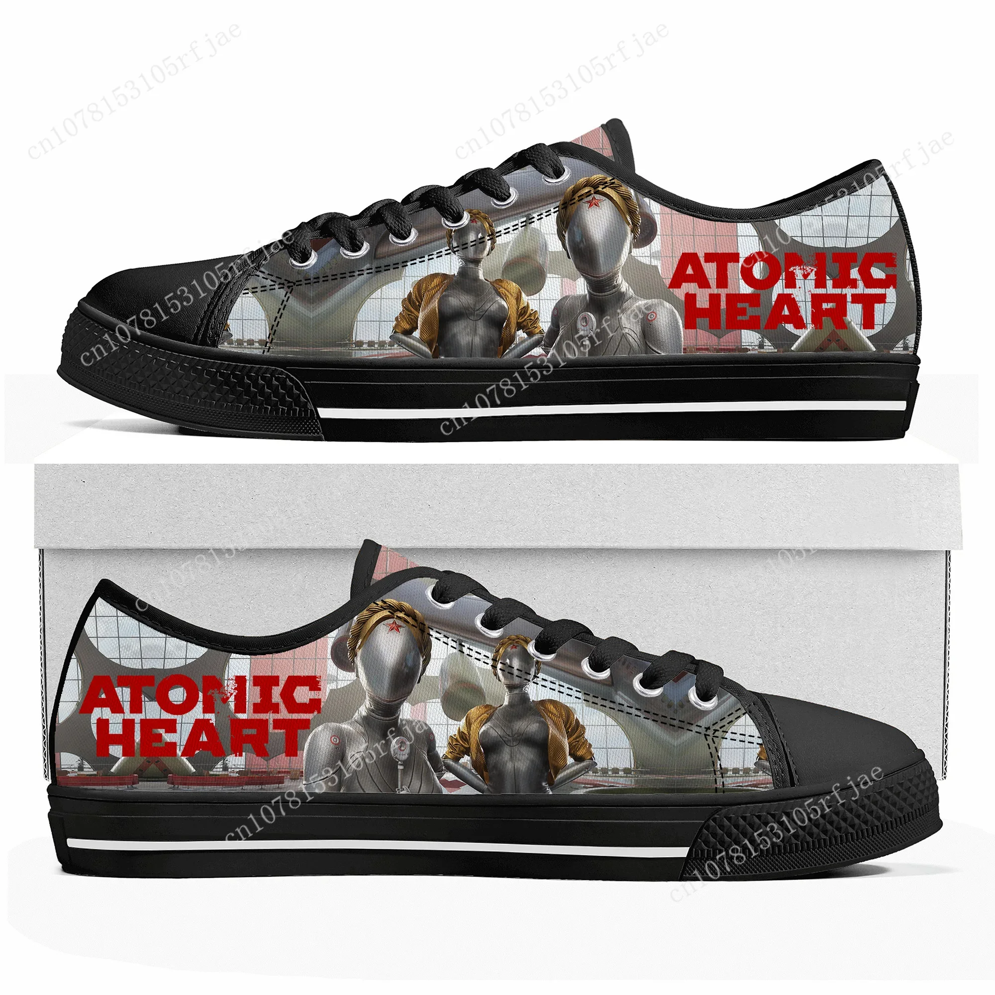 Atomic Heart-zapatillas bajas de lona para hombre y mujer, zapatos informales de alta calidad con dibujos animados, a la moda, hechos a medida