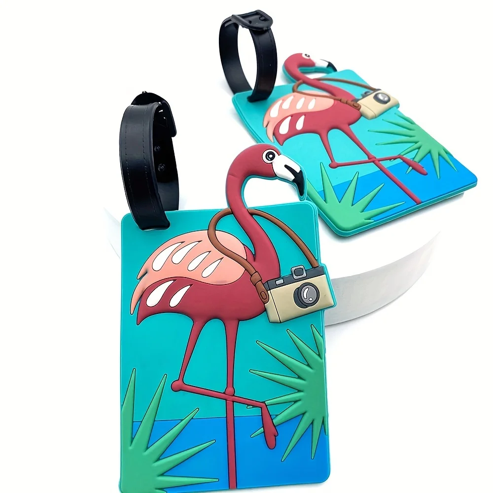1 قطعة لطيف الإبداعية فلامنغو علامة الأمتعة قائمة بطاقة الصعود ، حقائب الظهر الذكور والإناث مع علامات الأمتعة #1