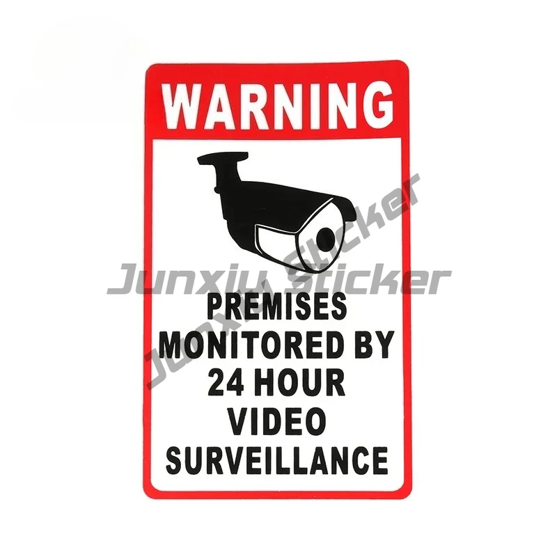 

For Warning 24 Hour Video Surveillance Sign Vinyl Car Wrap Stickers Waterproof Decal Graffiti Motorcycle