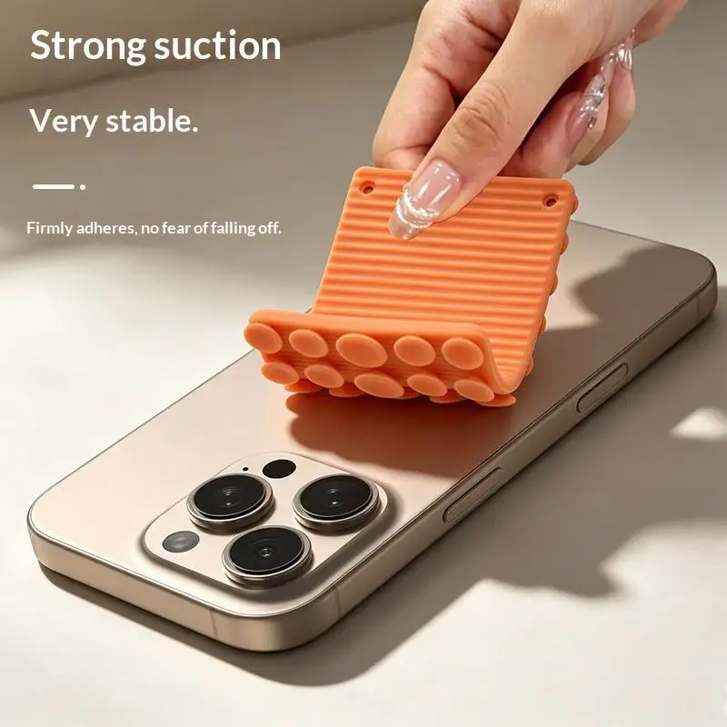 New Flexible Suction Cup Phone Holder Silicone Foldable Multi-Angle Cell Phone Stand Bracket Hands-Free Universal Phone Stand view 4