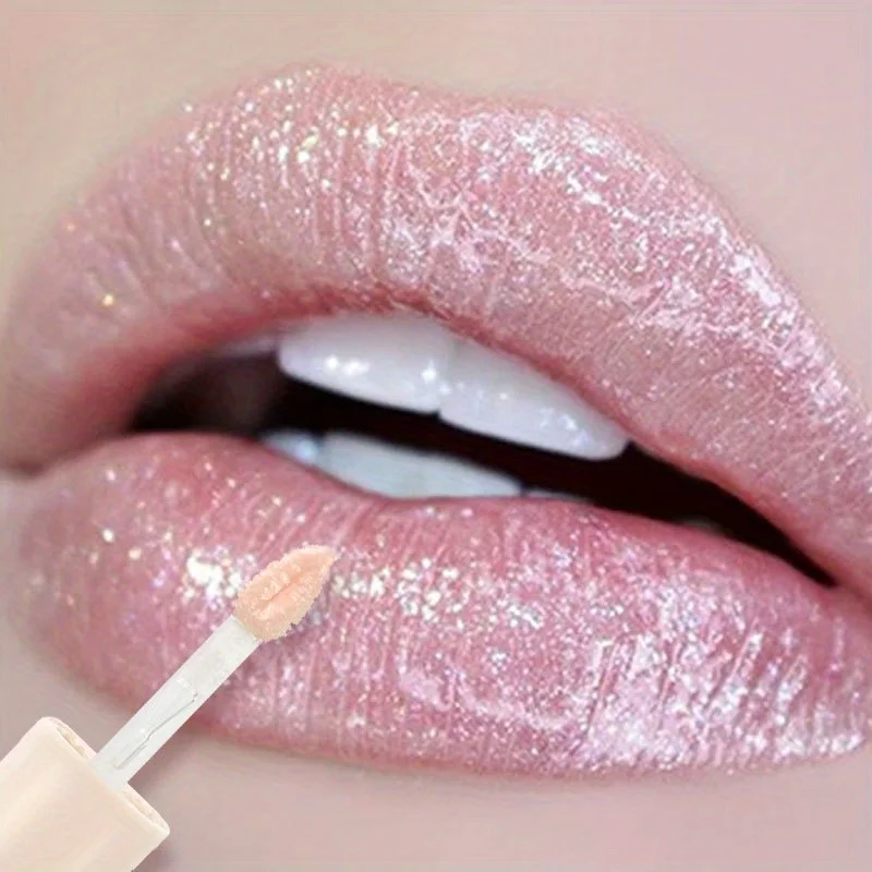 Mirror Waterproof Lip Gloss, Moisturizing Glitter Liquid Lipstick Makeup Long-Lasting Shine in Coral, Pink, and Skin Tones