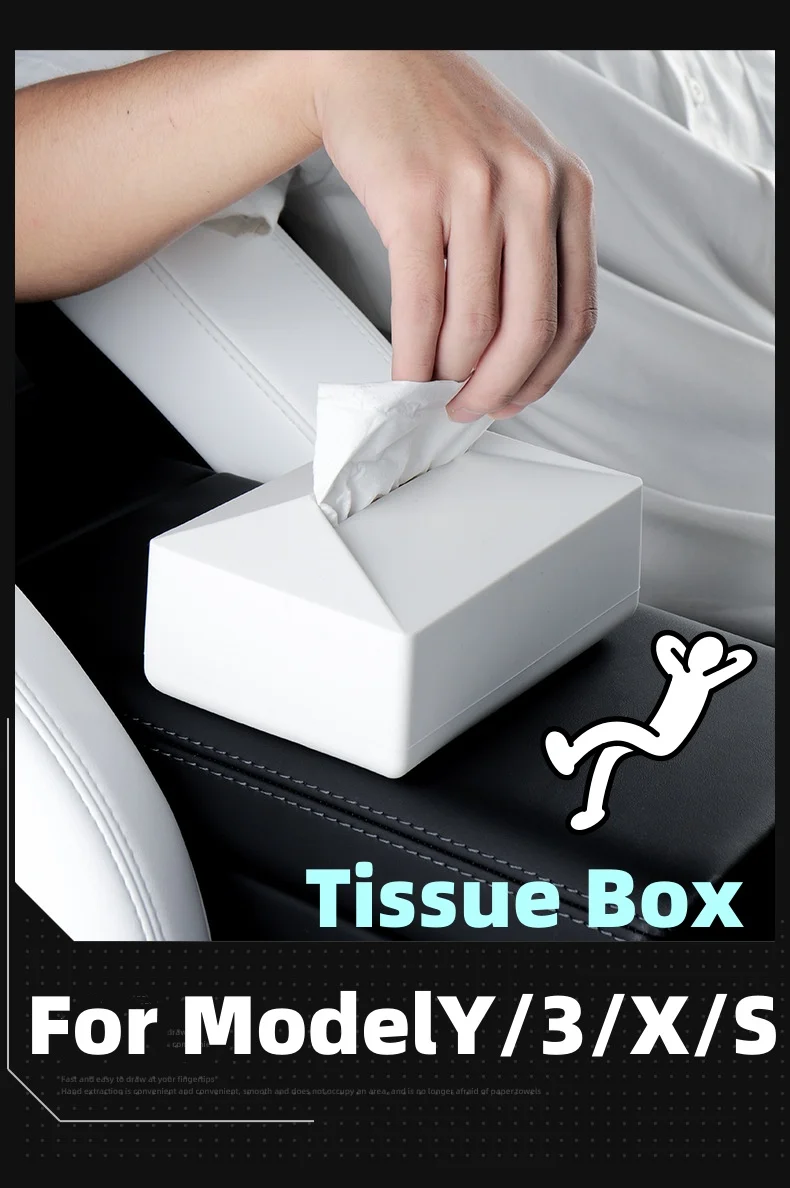 

For Tesla ModelY/3/X/S Silicone Car Tissue Box Car Chair Draw Paper Bag Armrest Box Tissue Bag Multifunctional Accessories