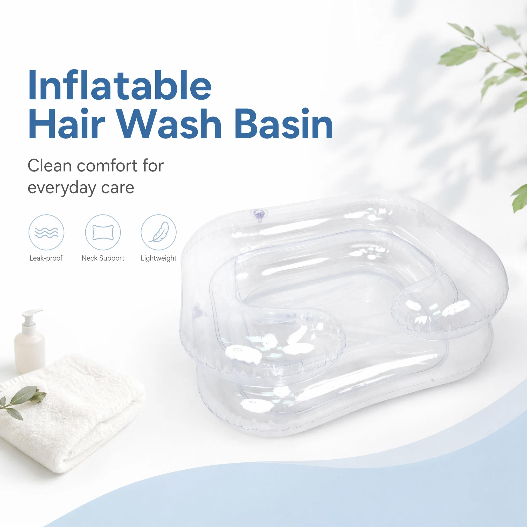 Inflatable Shampoo Basin Thickened PVC Foldable Hair Washing Bowl With Drain Tube Pillow For Elderly Pregnant Bedridden Home