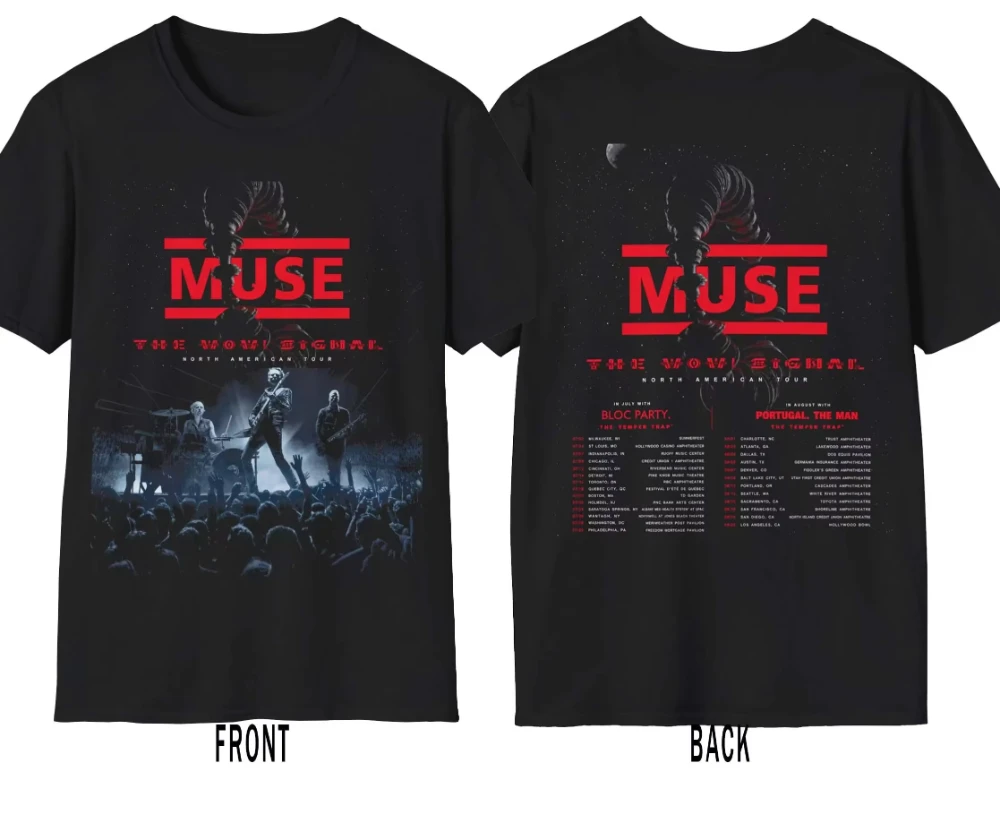 Unisex Muse Band 2026 World Tour T Shirt The Will Of The People Concert Stage Front Back Print Cotton Rock Fan Streetwear Tee