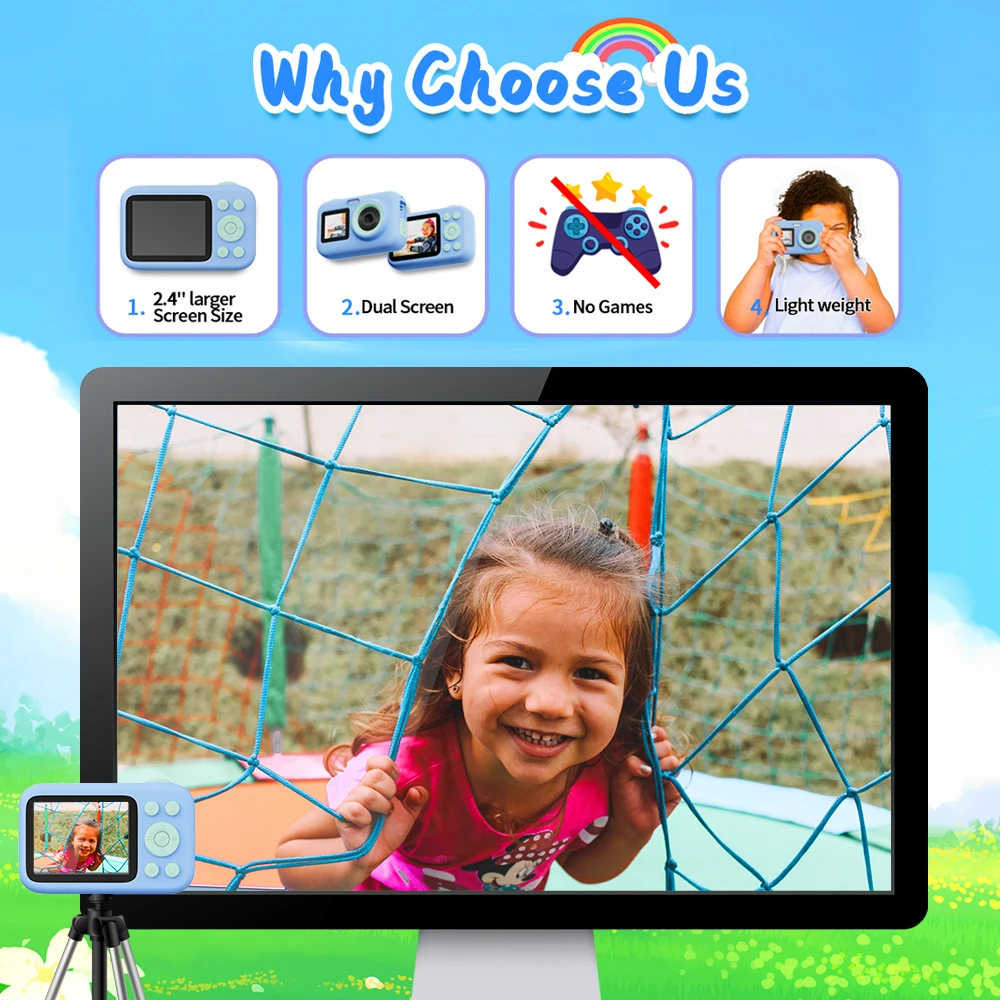 SJCAM FunCam+ Educational Toddler Toy Camera Kids Birthday Gift 1080P Dual Screen DIY Digital Photography DV