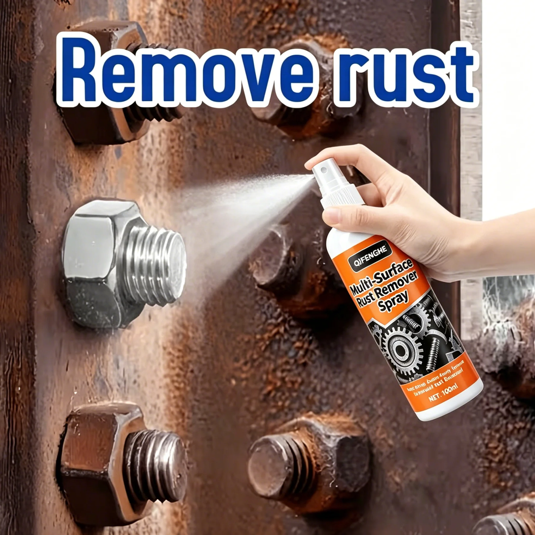 Spray décapant de rouille multi-surfaces, élimine sans effort la rouille tenace des pièces automobiles, des chaînes, des outils et de la quincaillerie domestique